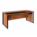 Ver imagem 2 de Mesa de Escritório Diretor com Caixa de Tomadas e Porta Objetos 180cm Corporate Nogal e Preto Marrom