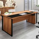 Ver imagem 1 de Mesa de Escritório Diretor com Caixa de Tomadas e Porta Objetos 180cm Corporate Nogal e Preto Marrom