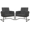 Ver imagem 1 de Kit 2 Poltronas Base de Ferro Tecido Suede para Sala de Espera Resistente Sala de Estar Confortável