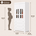 Ver imagem 4 de Guarda-Roupa Katatau para Quarto de Bebê 100% MDF 2 Portas Branco/Fosco