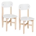Ver imagem 1 de Kit 2 Cadeiras Infantil para Refeitório Assento e Encosto Branco Base Madeira