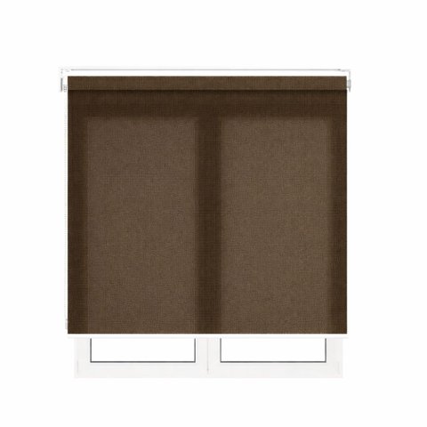 Persiana Rolo Tela Solar 3% Marrom Café 2,33m X 2,25m C/ Acabamento Preto