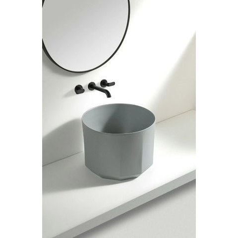 Cuba Apoio Evier Secchio Grigio Lavabo Banheiro Cinza Fosco