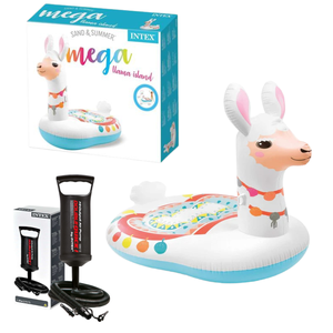 Boia Piscina Inflável Ilha Lhama Mega Grande com Bomba de Ar Manual Quick I