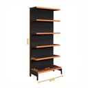 Ver imagem 2 de Gôndola Prateleira Preta para Supermercado 6 Níveis 40x30 New Plus 2,00 Parede Inicial Pe Laranja