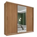 Ver imagem 1 de Guarda Roupa Dalila 3 Portas, 4 Gavetas e 4 Cabideiros Flex Amêndola com Espelho - Demóbile