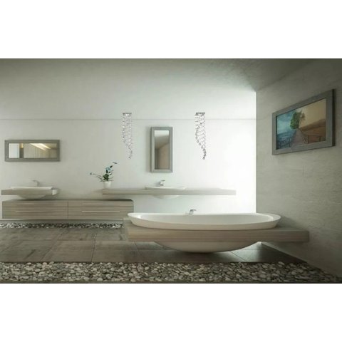 Lustre No Formato Espiral, De Cristal K9 30mm, Com 75cm De Altura, Para Lavabo