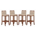 Ver imagem 1 de Kit 4 Banquetas Média Encosto Estofado 38x92 Cm Turim Madeira Maciça Pinhão Suede Bege CCS