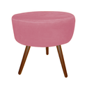 Ver imagem 3 de Kit 2 Poltronas Decorativa Nina Riscado + Puff Redondo Suede Rosa Pés Madeira Ms Decor