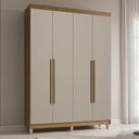 Ver imagem 1 de Guarda-Roupa Solteiro com Pés 4 Portas Batentes Rustic/Crema/Rustic Saturno Madesa