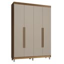 Ver imagem 2 de Guarda-Roupa Solteiro com Pés 4 Portas Batentes Rustic/Crema/Rustic Saturno Madesa