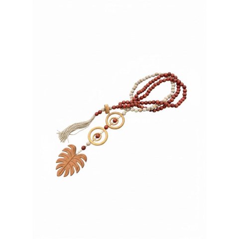 Enfeite Colar Terço de Mesa Decorativo Vermelho Terracota_costela de Adão