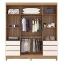 Ver imagem 5 de Guarda Roupa Casal Roma 4 Portas de Bater 6 Gavetas MDP com Espelho Amendola Touch-Off White