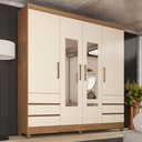 Ver imagem 1 de Guarda Roupa Casal Roma 4 Portas de Bater 6 Gavetas MDP com Espelho Amendola Touch-Off White
