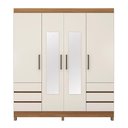 Ver imagem 7 de Guarda Roupa Casal Roma 4 Portas de Bater 6 Gavetas MDP com Espelho Amendola Touch-Off White