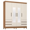 Ver imagem 3 de Guarda Roupa Casal Roma 4 Portas de Bater 6 Gavetas MDP com Espelho Amendola Touch-Off White