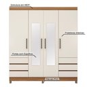 Ver imagem 2 de Guarda Roupa Casal Roma 4 Portas de Bater 6 Gavetas MDP com Espelho Amendola Touch-Off White
