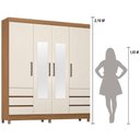 Ver imagem 6 de Guarda Roupa Casal Roma 4 Portas de Bater 6 Gavetas MDP com Espelho Amendola Touch-Off White