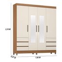 Ver imagem 4 de Guarda Roupa Casal Roma 4 Portas de Bater 6 Gavetas MDP com Espelho Amendola Touch-Off White