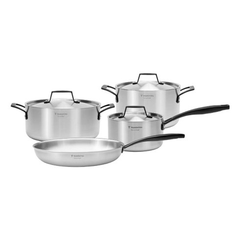 Jogo de Panelas Tramontina Grano Black Aço Inox e Corpo Triplo 4 Peças