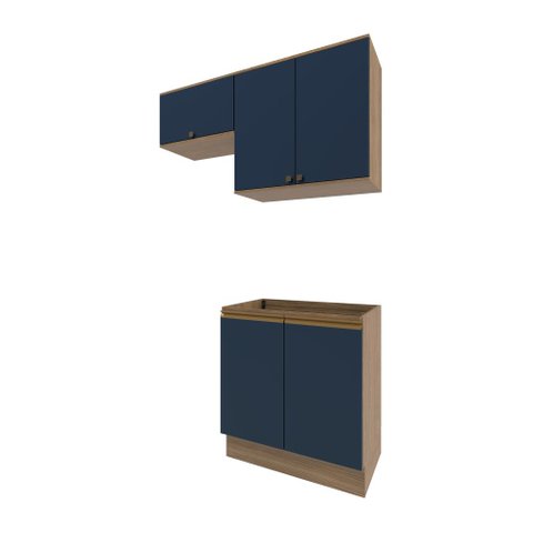 Lavanderia Modulada Kappesberg Celeste 3 Peças Nogueira/azul 140cm