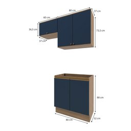 Lavanderia Modulada Kappesberg Celeste 3 Peças Nogueira/azul 140cm - 4