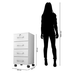 Mesa para Computador e Gaveteiro Gávea com Chave 4 Gavetas Branco Fosco - Móveis Leão - 6