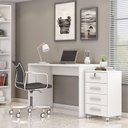 Ver imagem 7 de Mesa para Computador e Gaveteiro Gávea com Chave 4 Gavetas Branco Fosco - Móveis Leão