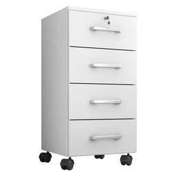 Mesa para Computador e Gaveteiro Gávea com Chave 4 Gavetas Branco Fosco - Móveis Leão - 4