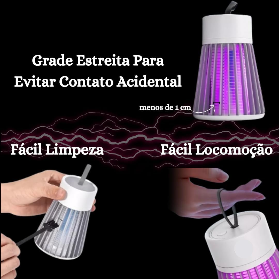 Luminária Mata Mosquito Armadilha Lâmpada Elétrica Led Recarregável Uv Insetos - 3