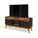 Ver imagem 6 de Rack para Tv até 50 Polegadas 2 Portas Ripado Bahamas 136cm - Via Nossa - Preto e Cedro