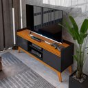 Ver imagem 7 de Rack para Tv até 50 Polegadas 2 Portas Ripado Bahamas 136cm - Via Nossa - Preto e Cedro