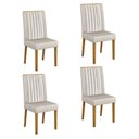 Ver imagem 1 de Kit 4 Cadeiras para Sala de Jantar Pés em Madeira Maciça Mari Branco/Cinamomo/Veludo Palha