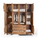 Ver imagem 3 de Guarda-Roupa Casal Paris 10 Portas 3 Gavetas com Espelho Madeira Maciça Castanho 1331 - Lanes