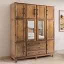 Ver imagem 1 de Guarda-Roupa Casal Paris 10 Portas 3 Gavetas com Espelho Madeira Maciça Castanho 1331 - Lanes