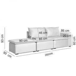 Sofá Modular Ibi 5 Lugares 260cm com Puff Jacquard CabeCasa MadeiraOriginals - 3
