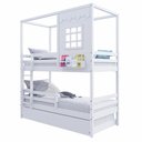 Ver imagem 2 de Treliche Infantil Casinha Reta com Grade Removível Madeira Maciça Branco Megamobilia