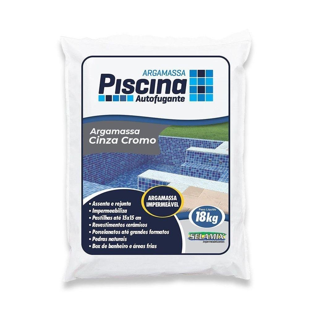 Argamassa Piscina Aut. Impermeável Cor Cinza Cromo 18kg - 1