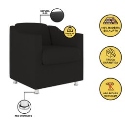 Poltrona Decorativa Veludo para Recepção Clinica Hospital Dentista:preto - 2