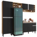 Ver imagem 1 de Cozinha Modulada Completa Valesca 2,30 M 5 Peças Amêndoa/preto