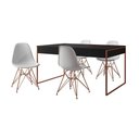 Ver imagem 5 de Mesa Jantar Industrial Retangular Preta 137X90Cm Com 4 Cadeiras Brancas Base Cobre Cor: Preto