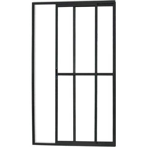 Porta de Aluminio Sacada 2 Folhas com Trinco Linha Leve:2,10 x 1,50/preto