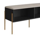 Ver imagem 5 de Sapateira Banco Estofado Pés Metal e Prateleira C/ 3 Ganchos Cor:nero com Dourado