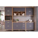 Ver imagem 1 de Cozinha Completa Eloise 5 Peças (2aéreos+2balcões+1paneleiro) Cz024 Freijo/titanium - Mgm