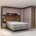 Ver imagem 1 de Conjunto Quarto Queen Base Box e Colchão 7 Peças 8 Portas 2 Gavetas Paris Eucamóveis