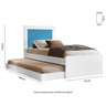 Bicama Solteiro Com Cama Auxiliar Bibox Luara Branco/Azul - 4