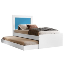 Bicama Solteiro Com Cama Auxiliar Bibox Luara Branco/Azul - 2