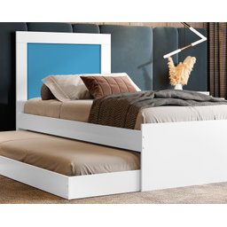 Bicama Solteiro Com Cama Auxiliar Bibox Luara Branco/Azul - 3