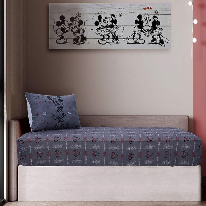 Jogo de Cama Portallar Solteiro Malha Mista Disney Minnie Style 2 Pçs Grafite Cinza - 2