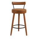 Ver imagem 2 de Banqueta Alta 80cm Estofada Corino Café C/ Encosto Retrô Pé Palito P/ Cozinha Gourmet Bar Bancada